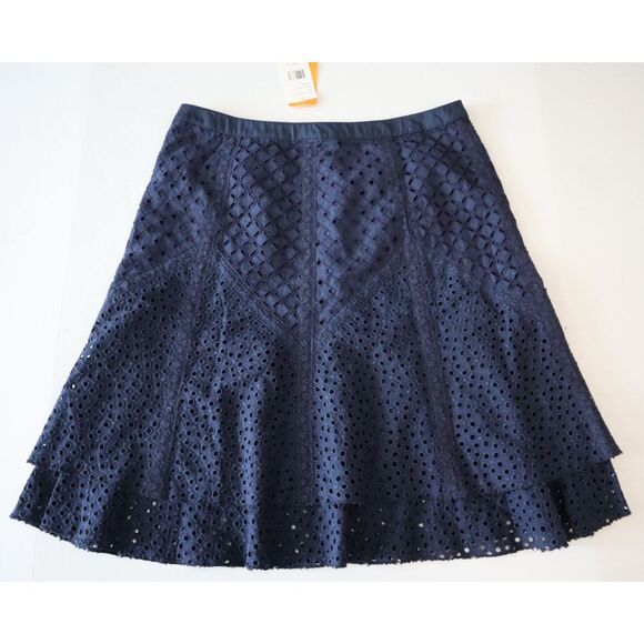 Cynthia Steffe 8337403 Women's Sz 4 Navy Blue Eyelet Textured Pencil Skirt - Picture 2 of 11